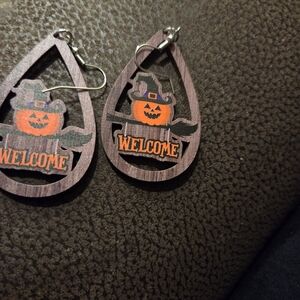 Claire's Pumpkin Welcome Earrings - Brown and Orange